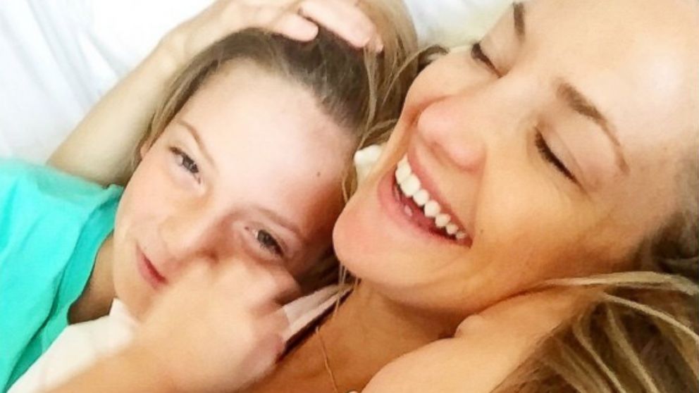 Kate Hudson posted this Instagram photo with this caption: "Best birthday present ever! #MorningCuddle, April 19,2015.  