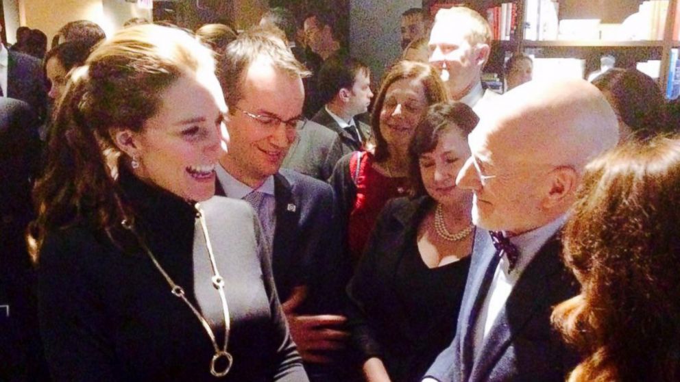 PHOTO: Kate, The Duchess of Cambridge shares a laugh with Sir Patrick Stewart while at a luncheon in New York City, Dec. 9, 2014.