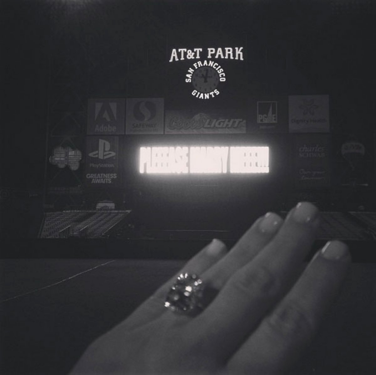 PHOTO: Kim Kardashian posted this photo of her engagement ring, Oct. 22, 2103. 