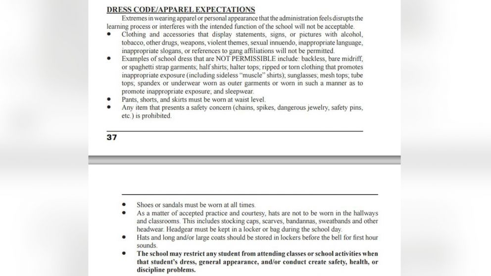 PHOTO: A screenshot of Lee's Summit North High School dress code policy is pictured here.
