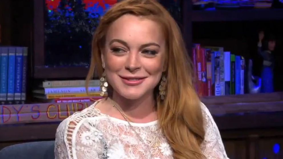 Lindsay Lohan reacts to a personal question on "Watch What Happens Live," April 17, 2014. 