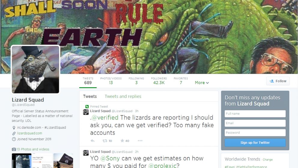 The hacker group Lizard Squad is apparently responsible for several recent high profile hacks.