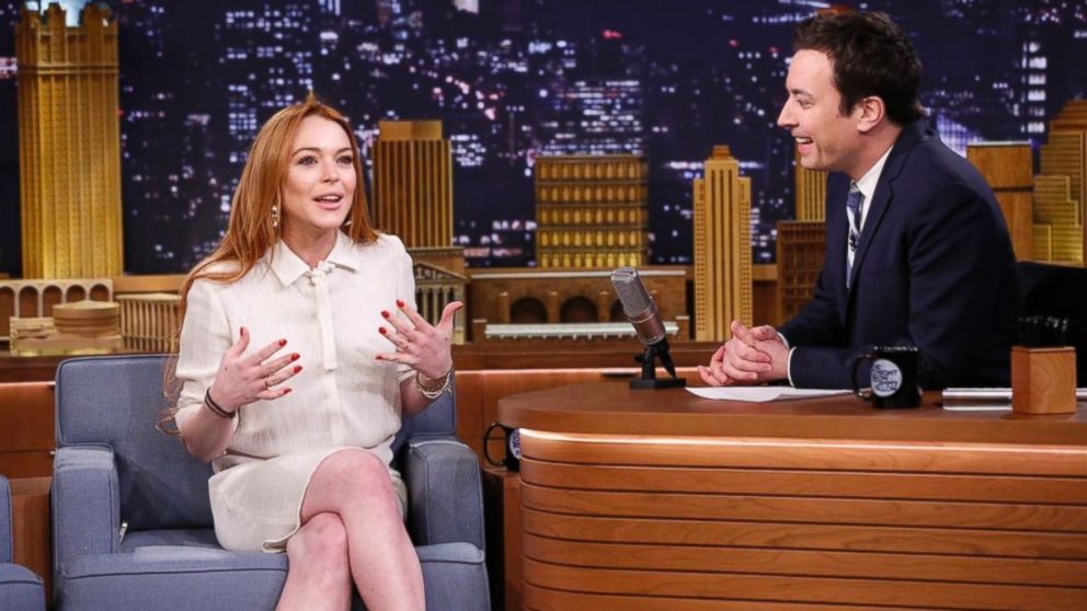 Actress Lindsay Lohan during an interview with host Jimmy Fallon, March 6, 2014.