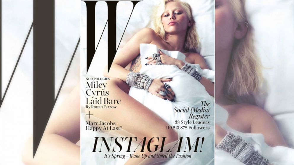 Miley Cyrus appears on W's March 2014 cover. 