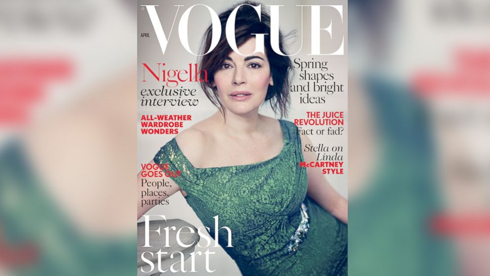 Nigella Lawson appears on the cover of the April 2014 issue of Vogue UK.