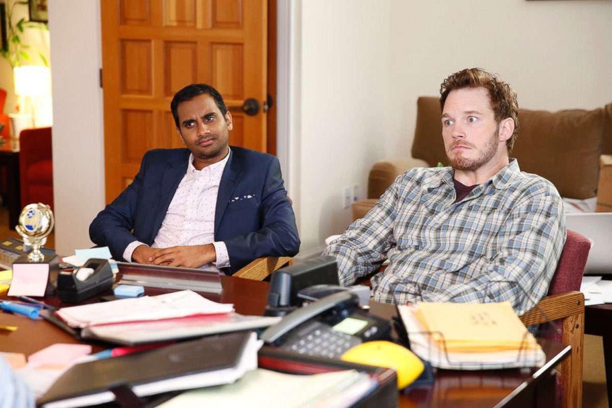 PHOTO: Aziz Ansari as Tom Haverford and Chris Pratt as Andy Dwyer are seen in an episode of "Parks and Recreation."