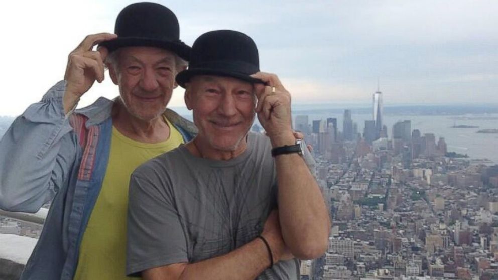 PHOTO: Patrick Stewart posted this photo of himself and Ian McKellen to Twitter, March 22, 2014.