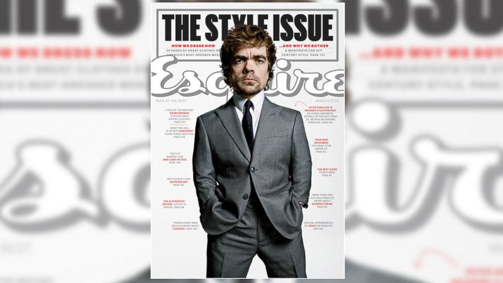 Peter Dinklage is featured on the March 2014 cover of Esquire.  