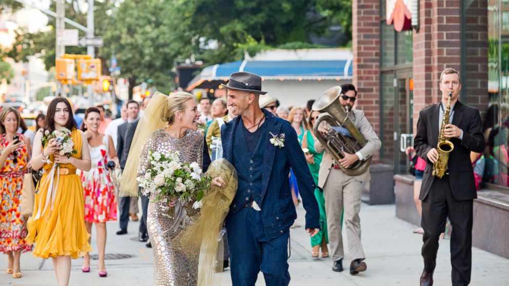 Piper Perabo and Stephen Kay on their wedding day, July 26, 2014, in New York.