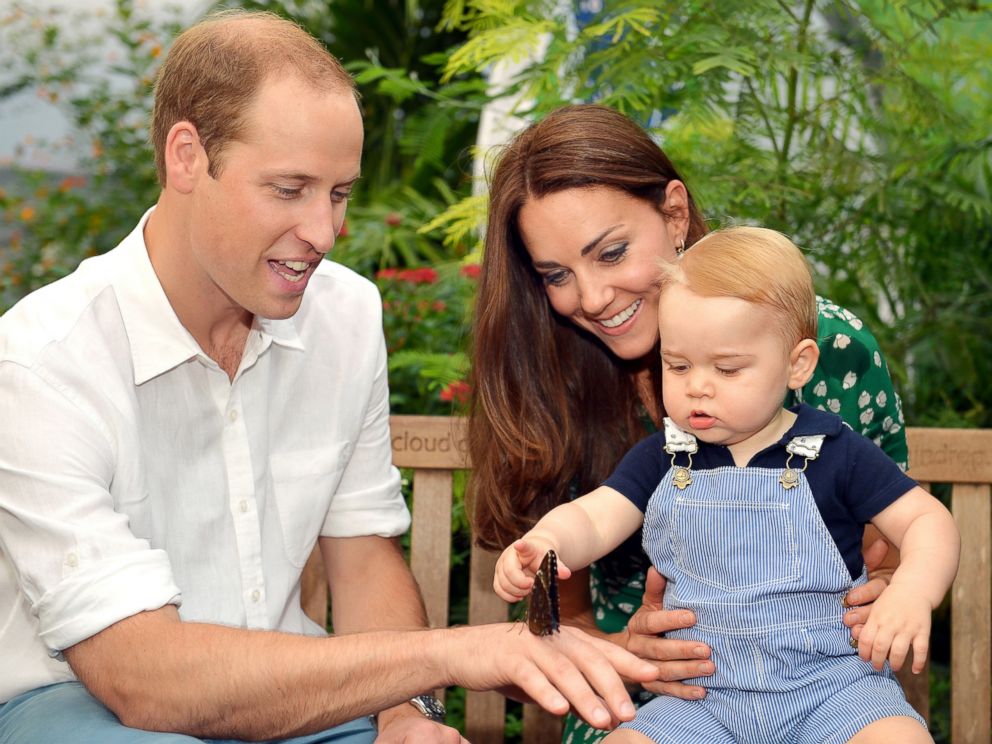 PHOTO: Duke and Duchess of Cambridge and the Prince during a visit to the Sensational Butterflies exhibition at the Natural History Museum, London. 