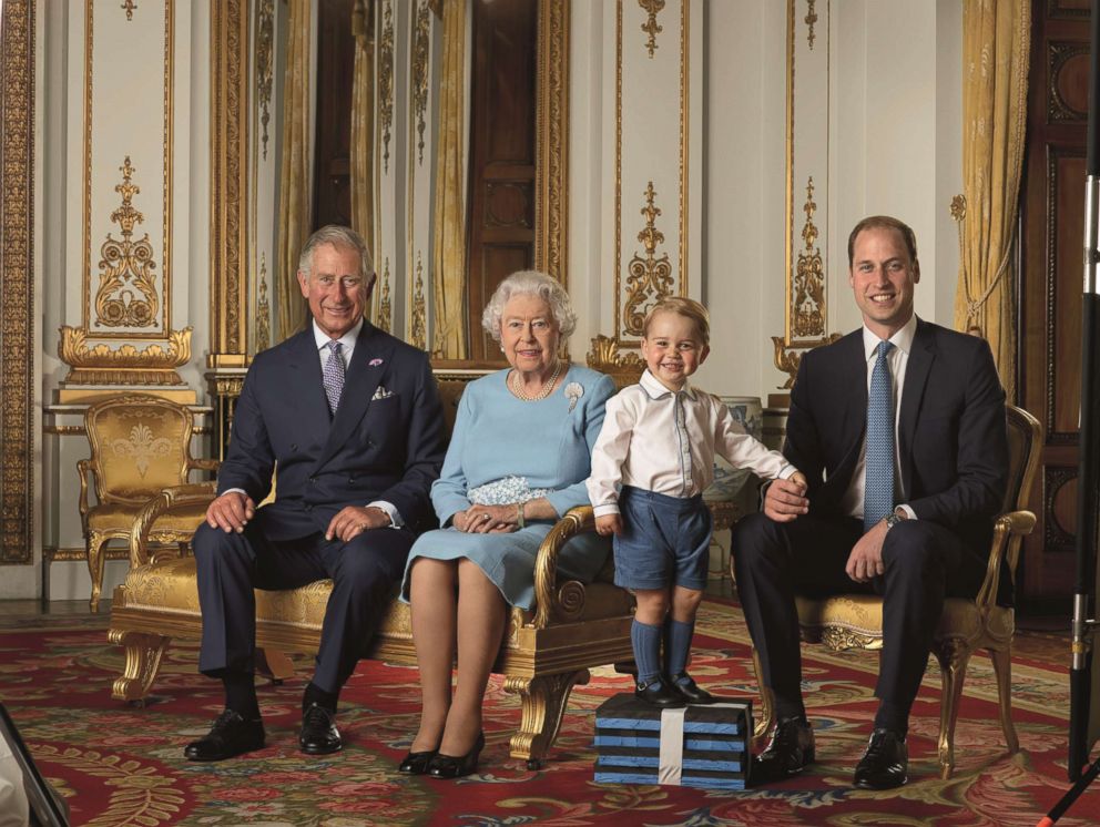 PHOTO: The Royal Family is seen in a family photo during the summer of 2015 in the White Drawing Room at Buckingham Palace.