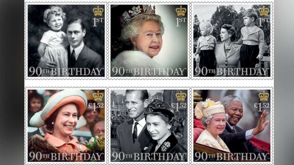 PHOTO: Six of 10 planned stamps to celebrate Queen Elizabeth II’s 90th birthday depict Her Majesty’s life and work.