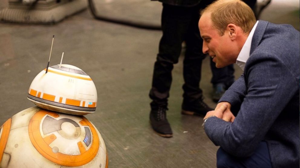 PHOTO:Prince William, Duke of Cambridge, and Prince Harry visit the "Star Wars" set and costume department at Pinewood Studios in Iver, Buckinghamshire, April 19, 2016.  
