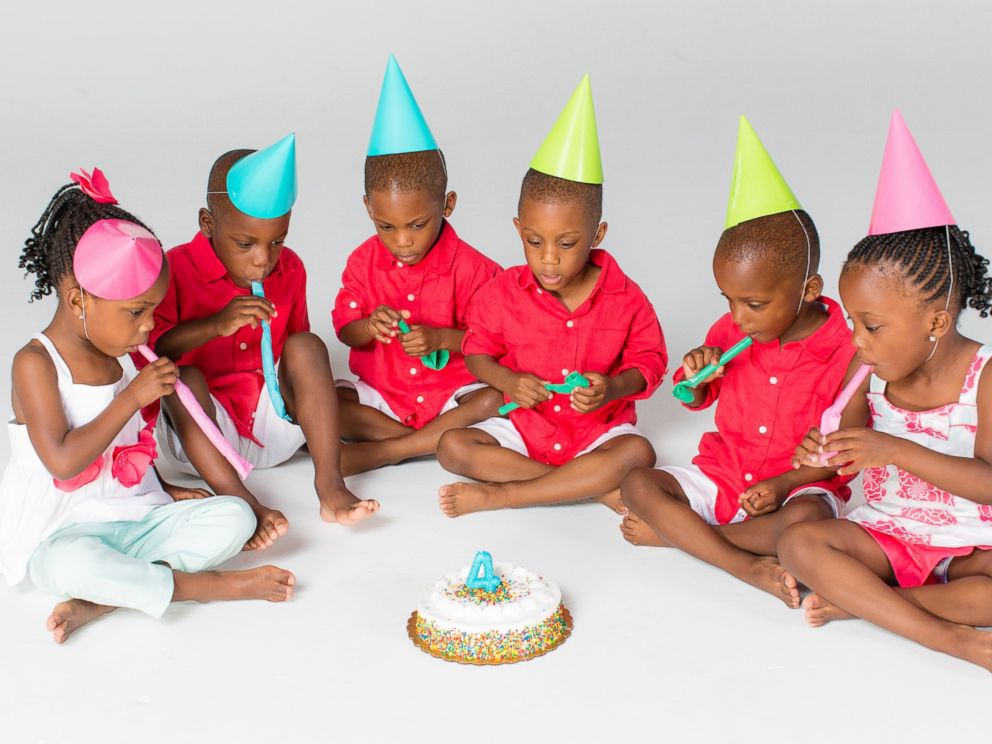 PHOTO: Mia and Rozonno (Ro) McGhee with the McGhee sextuplets from Six Little McGhees celebrate their 4th birthday.