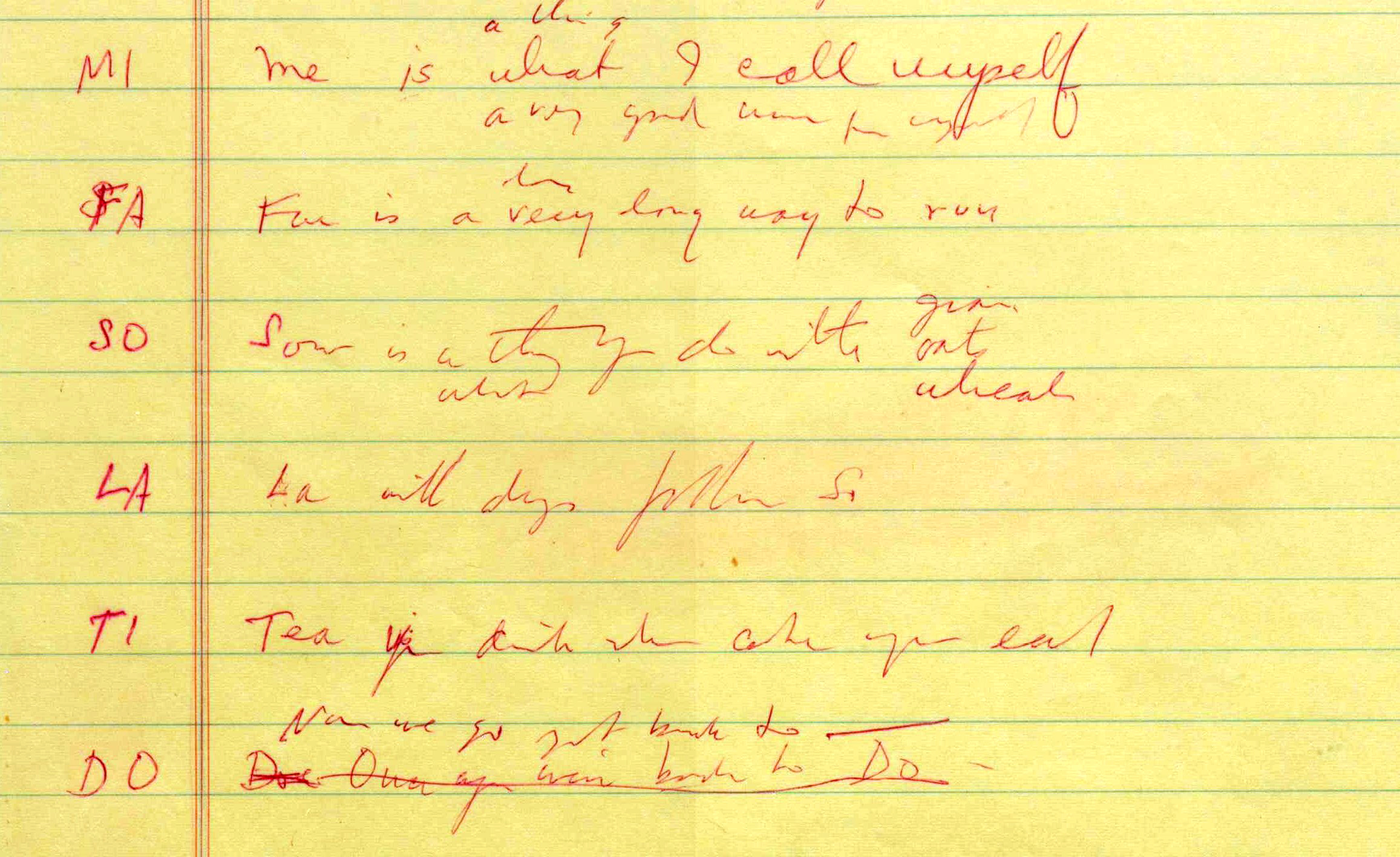 PHOTO: One of Oscar Hammerstein's handwritten notes as he was writing the song, "Do Re Mi," for "The Sound of Music."