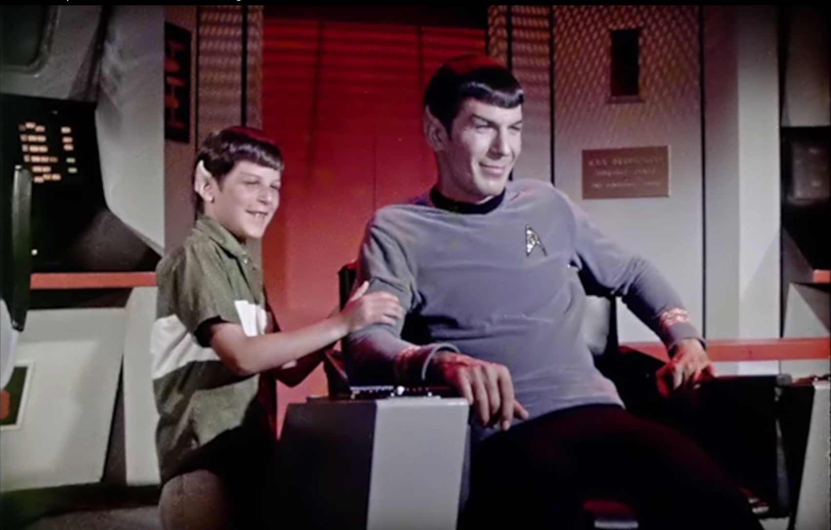PHOTO: Leonard Nimoy and his son Adam Nimoy are seen on the set of "Star Trek" in this undated file photo. 