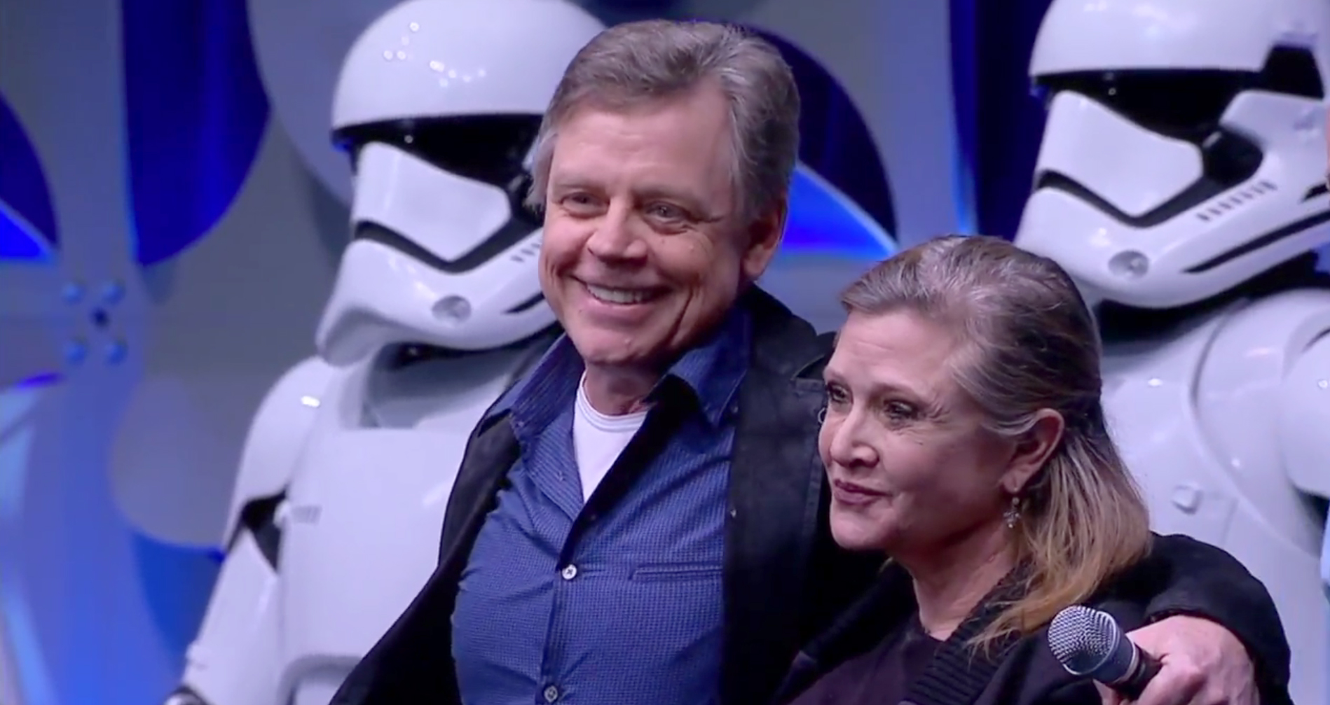 PHOTO: Mark Hamill and Carrie Fischer at the Star Wars: The Force Awakens panel discussion during Star Wars Celebration Anaheim, April 16, 2015.