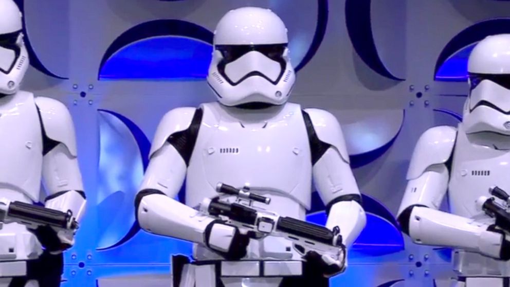 The new stormtroopers for "Star Wars: The Force Awakens" unveiled at the Star Wars Celebration Anaheim panel discussion, April 16, 2015.
