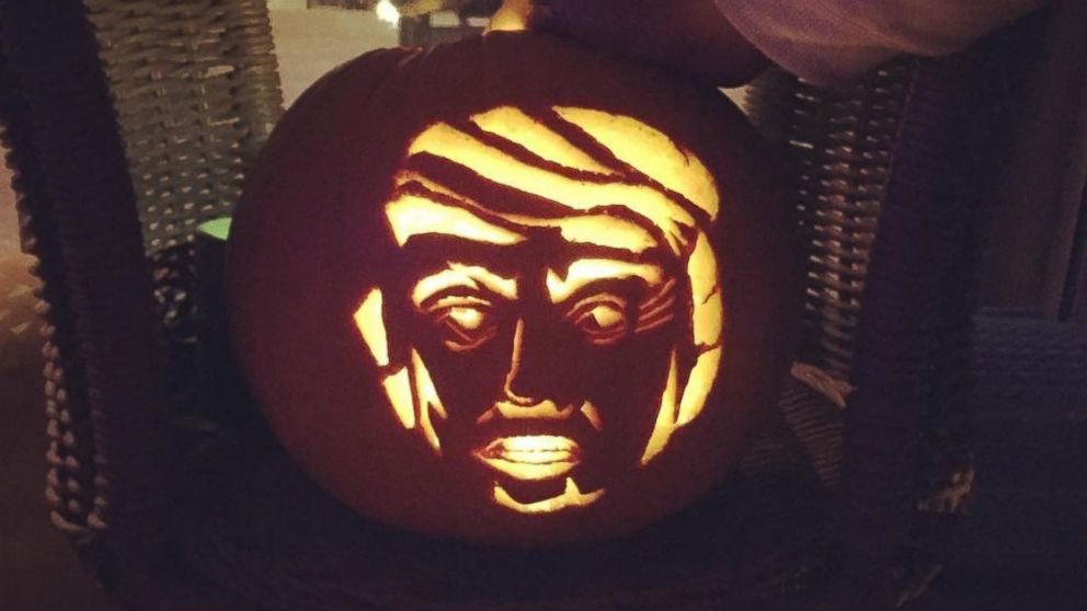 Ayla Simms, 24, of Denver, Colorado, was inspired to carve a Donald Trump pumpkin this year as a "fun (and cathartic) way" to handle the presidential election.