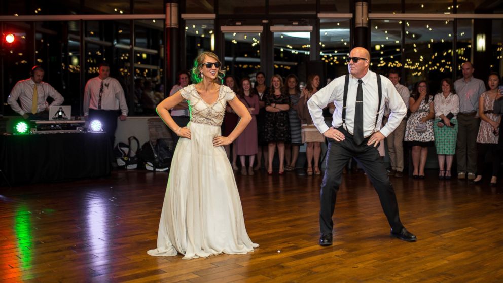 PHOTO: Mikayla Phillips and her dad, Nathan Ellison, performed a choreographed dance mash-up at Phillips' Oct. 8, 2016 wedding reception near Provo, Utah.