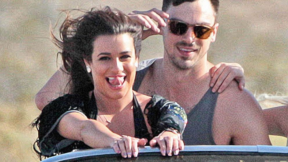 Lea Michele films a music video with Matthew Paetz for her song "On My Way" in Palmdale, Calif, April 19, 2014.