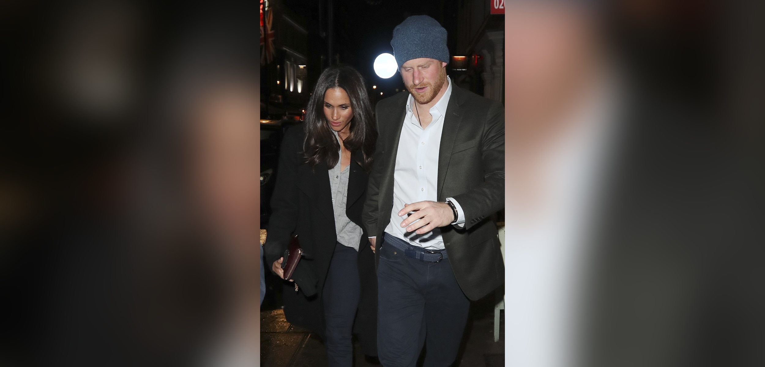 PHOTO: Prince Harry of Wales and Meghan Markle as they hold hands together on a date night while out in London, England on February 3, 2017. 