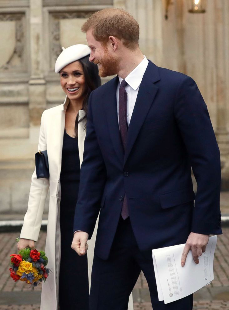 PHOTO: Britain's Prince Harry and Meghan Markle leave after attending the Commonwealth Service at Westminster Abbey in London, March 12, 2018. 