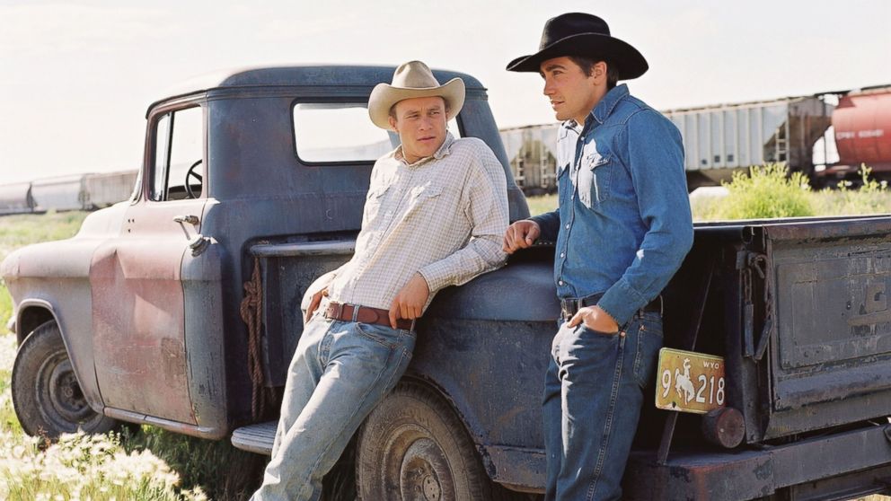 Heath Ledger and Jake Gyllenhaal appear in a still from "Brokeback Mountain" in 2005.

