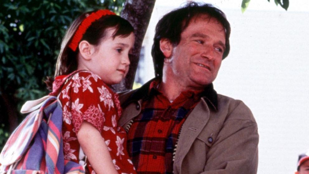 Mara Wilson, left, and Robin Williams, right, are pictured in a still from "Mrs. Doubtfire."