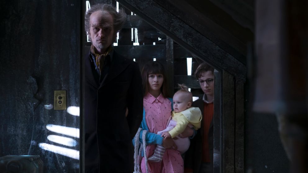 PHOTO: Neil Patrick Harris is pictured here in a still from the Netflix series "A Series of Unfortunate Events" as Count Olaf with co-stars Malina Weissman and Louis Hynes.