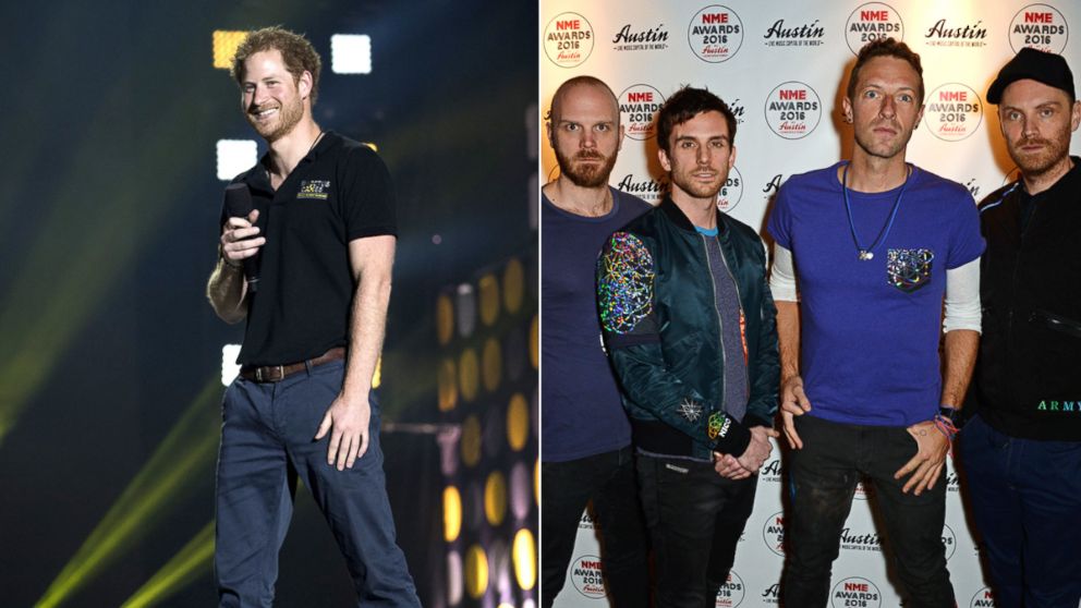 Prince Harry at the Invictus Games in Orlando, Fla on May 12, 2016 | (L to R) Will Champion, Guy Berryman, Chris Martin and Jonny Buckland of Coldplay attend the NME Awards with Austin, Texas, at the O2 Academy Brixton on Feb. 17, 2016 in London.