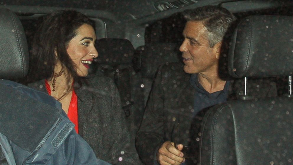 PHOTO: George Clooney and Amal Alamuddin leave Berners Tavern in London, Oct. 24,  2013.