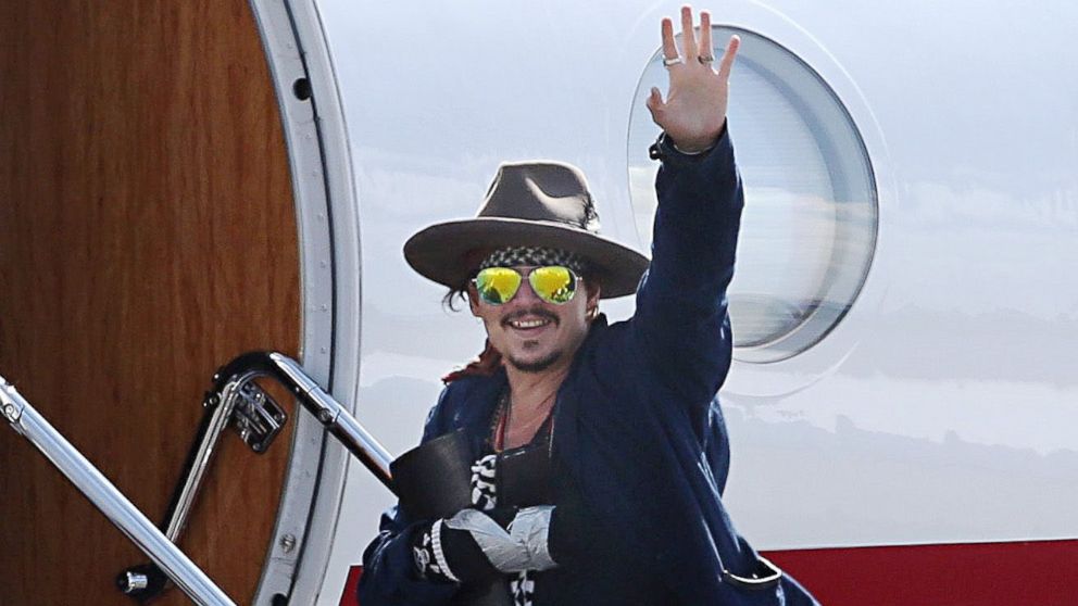 Johnny Depp is seen at Brisbane Airport in Australia, March 10, 2015.