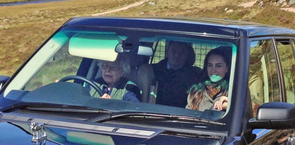 PHOTO: Queen Elizabeth II driving Catherine Duchess of Cambridge near Loch Muick on the Balmoral Estate, Sept. 10, 2016. 