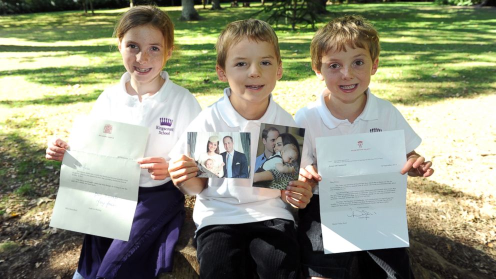 Faria, Alex and Finlay Reid of Catherington, England, wrote to royals and received replies.