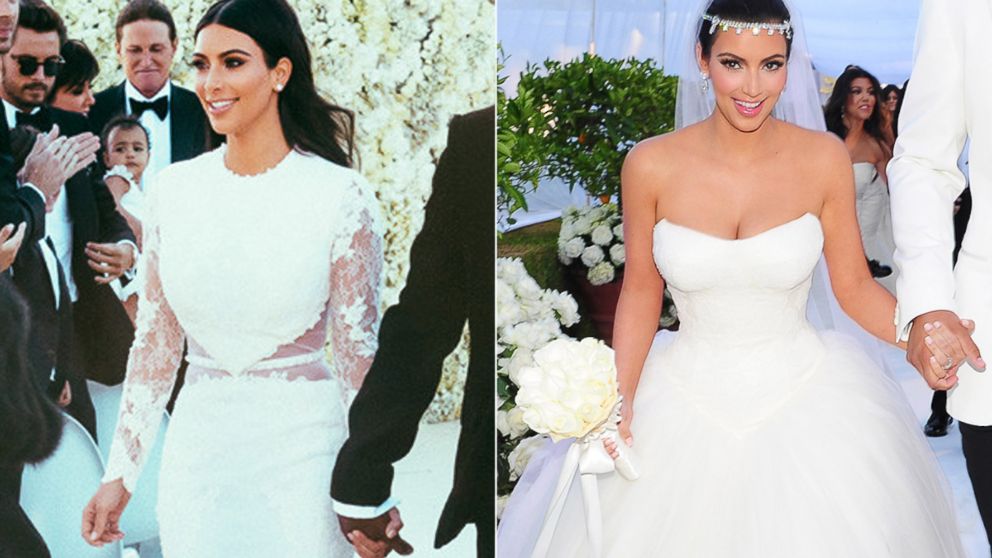 How Kim Kardashian s Weddings to Kanye West and Kris Humphries