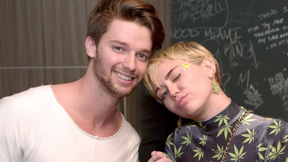 Patrick Schwarzenegger and Miley Cyrus are seen at the LIV at Fontainebleau for Art Basel, Dec. 5, 2014, in Miami Beach, Fla.