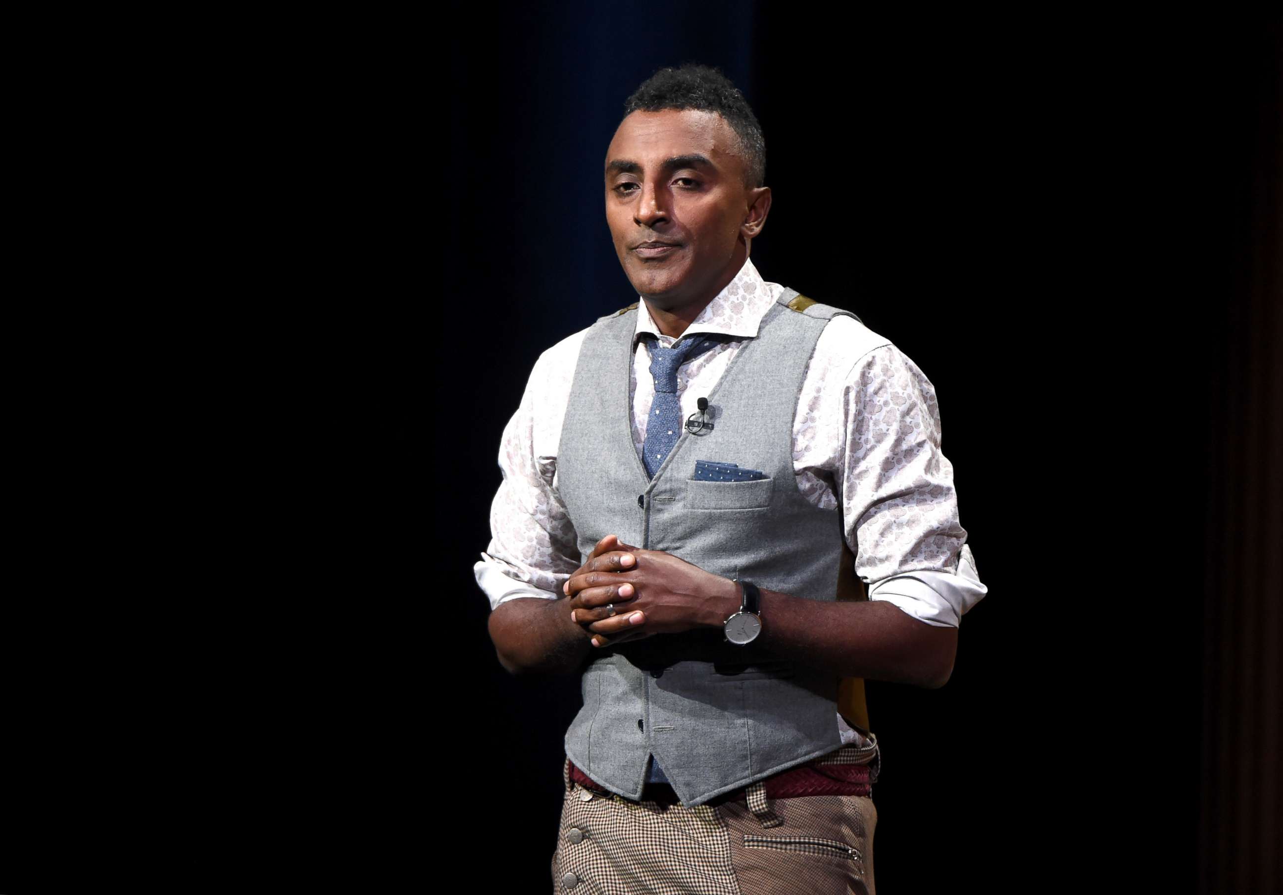 PHOTO: Chef/co-owner at Red Rooster Harlem, Marcus Samuelsson, speaks onstage during "Letter from Harlem: Investing in a Community" at the Vanity Fair New Establishment Summit at Yerba Buena Center for the Arts, Oct. 20, 2016, in San Francisco, Calif.  