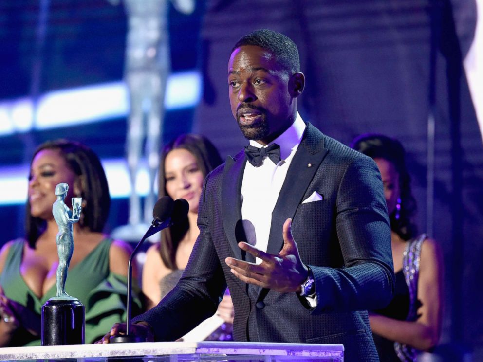 PHOTO: Sterling K. Brown speaks onstage during the 24th Annual Screen Actors Guild Awards at The Shrine Auditorium on Jan. 21, 2018 in Los Angeles.