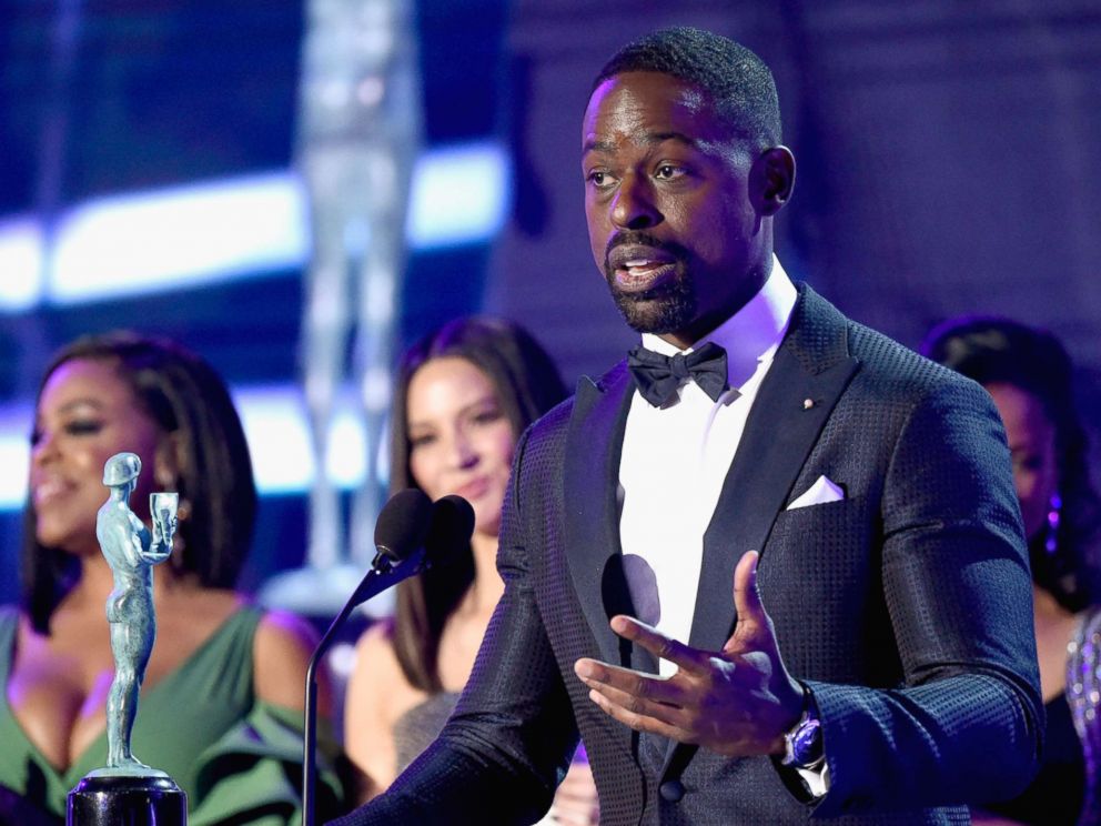 PHOTO: Sterling K. Brown speaks onstage during the 24th Annual Screen Actors Guild Awards at The Shrine Auditorium on Jan. 21, 2018 in Los Angeles.