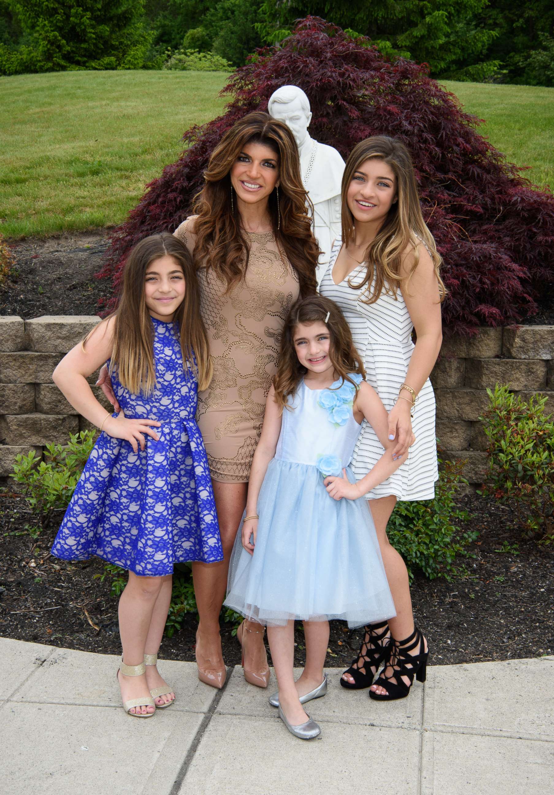 PHOTO: Milania Giudice, Teresa Giudice,  Audriana Giudice and Gia Giudice celebrate Gino Gorga's First Communion at St. Pius on May 21, 2016 in Montville, N.J.