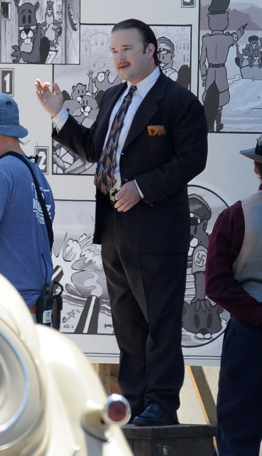 PHOTO: Actor Haley Joel Osment plays a Nazi in the new movie 'Yoga Hosers' filming in downtown Los Angeles, Sept. 9, 2014.