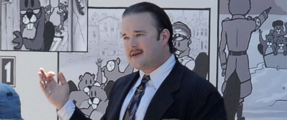 PHOTO: Actor Haley Joel Osment plays a Nazi in the new movie 'Yoga Hosers' filming in downtown Los Angeles, Sept. 9, 2014.