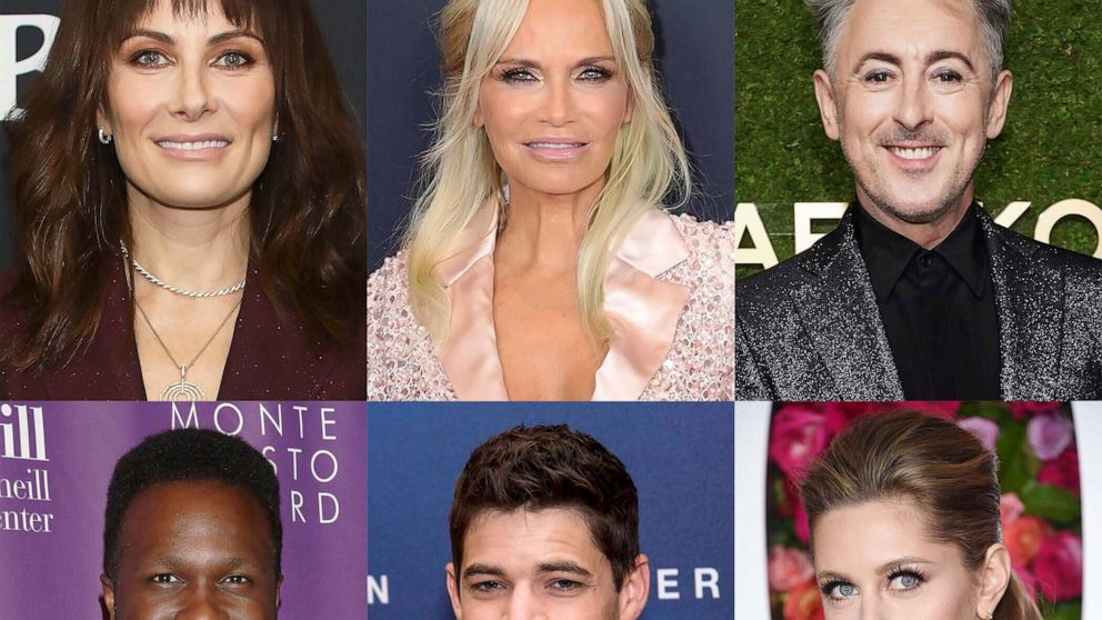 This combination of photos shows, top row from left, Laura Benanti, Kristin Chenoweth, Alan Cumming, bottom row from left, Joshua Henry, Jeremy Jordan and Taylor Louderman, who will take part in The Broadway Cruise. Producers promise “intimate and gr