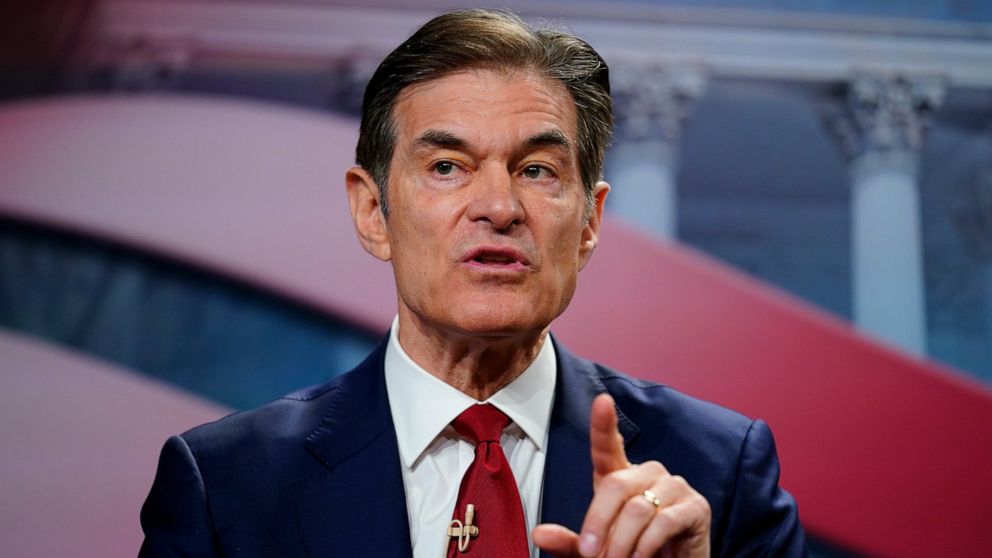 FILE - Mehmet Oz takes part in a forum for Republican candidates for U.S. Senate in Pennsylvania at the Pennsylvania Leadership Conference in Camp Hill, Pa., April 2, 2022. Millionaire candidates and billionaire investors are harnessing their conside