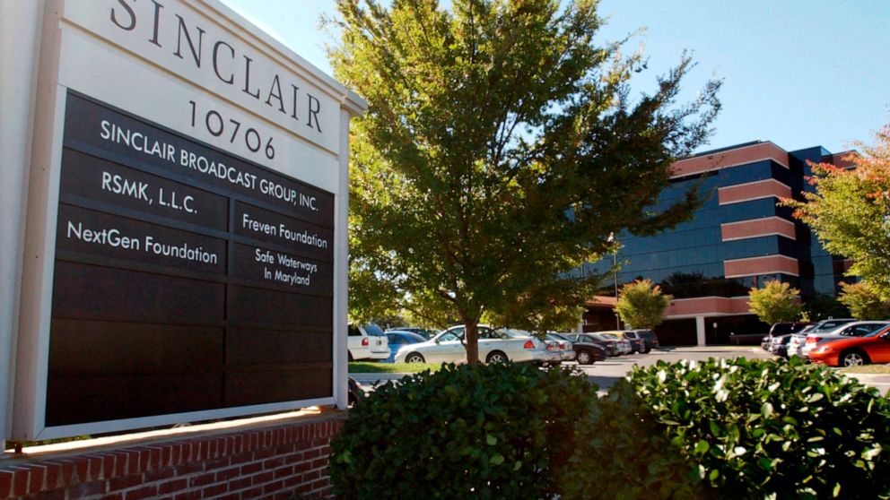 FILE - In this Oct. 12, 2004, file photo, Sinclair Broadcast Group, Inc.'s headquarters stands in Hunt Valley, Md. Sinclair Broadcast Group said Monday, Oct. 18, 2021, that it's suffered a data breach and is still working to determine what informatio