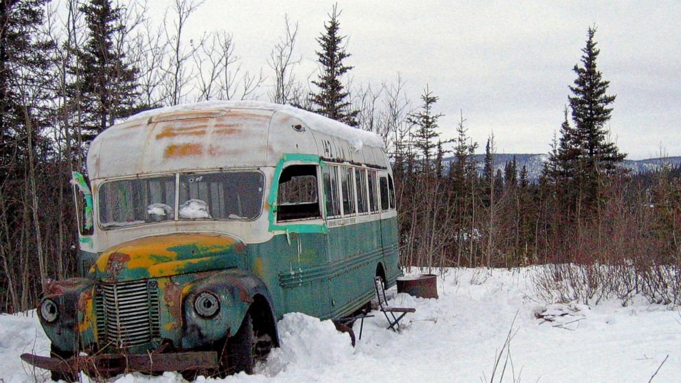 FILE - In this March 21, 2006, file photo, is the abandoned bus where Christopher McCandless starved to death in 1992 near Healy, Alaska. The bus that people sometimes embarked on deadly pilgrimages to Alaska’s backcountry to visit can now safely be 