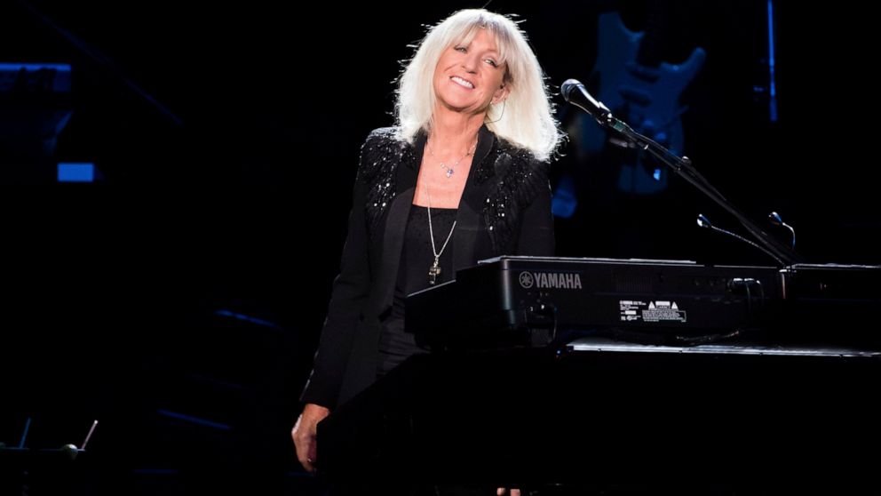 FILE - Christine McVie from the band Fleetwood Mac performs at Madison Square Garden in New York on Oct. 6, 2014. McVie, the soulful British musician who sang lead on many of Fleetwood Mac’s biggest hits, has died at 79. The band announced her death 