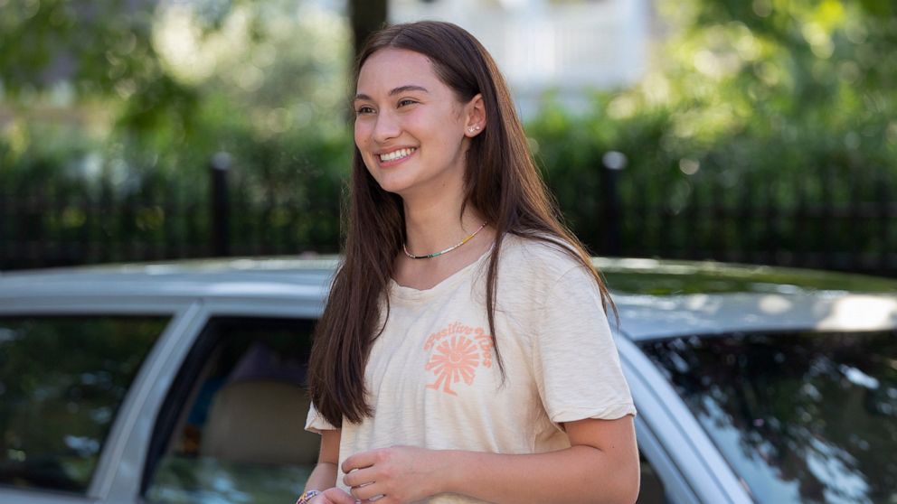 This image released by Amazon Prime Video shows Lola Tung in a scene from the series "The Summer I Turned Pretty." (Dana Hawley/Amazon Prime Video via AP)