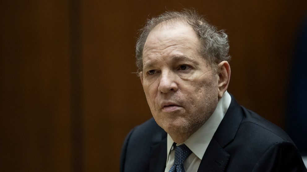 FILE - Former film producer Harvey Weinstein appears in court at the Clara Shortridge Foltz Criminal Justice Center in Los Angeles, Calif., on Oct. 4 2022. Opening statements are set to begin Monday in the disgraced movie mogul Harvey Weinstein's Los
